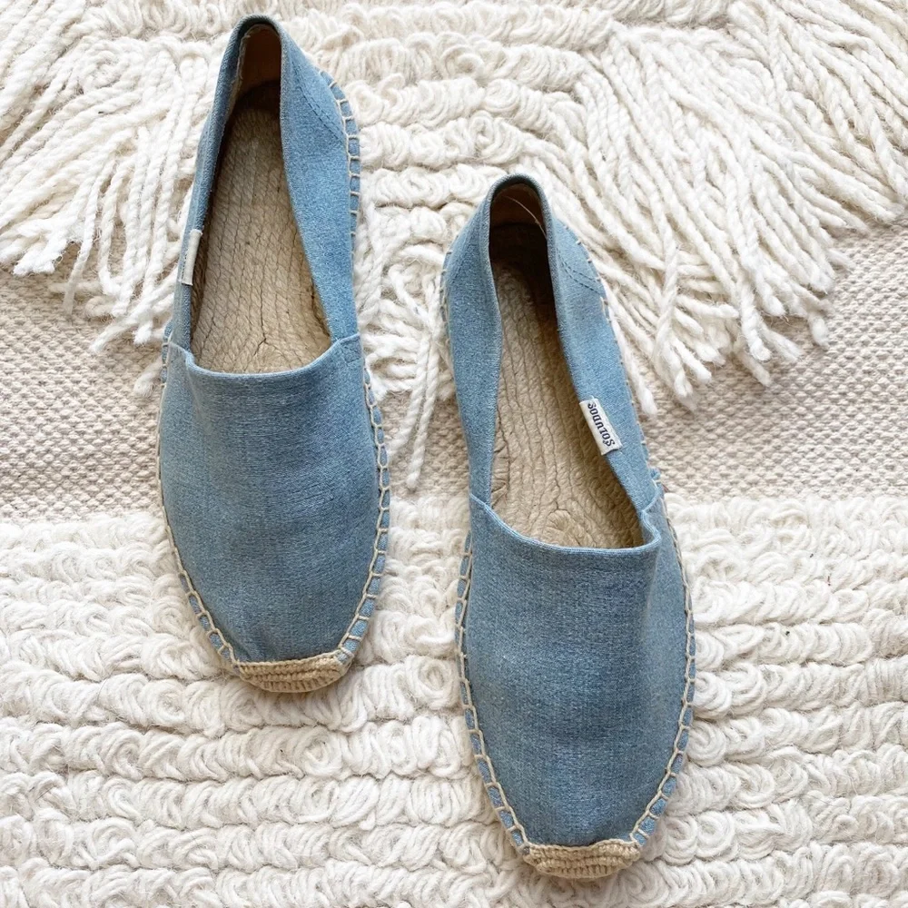 SOLUDOS light blue chambray slip on espadrilles 6